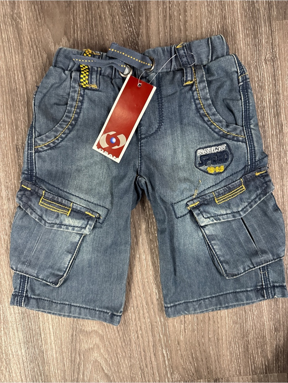 NWT Losan Boys Denim Cargo Shorts Elastic Waist Size 2